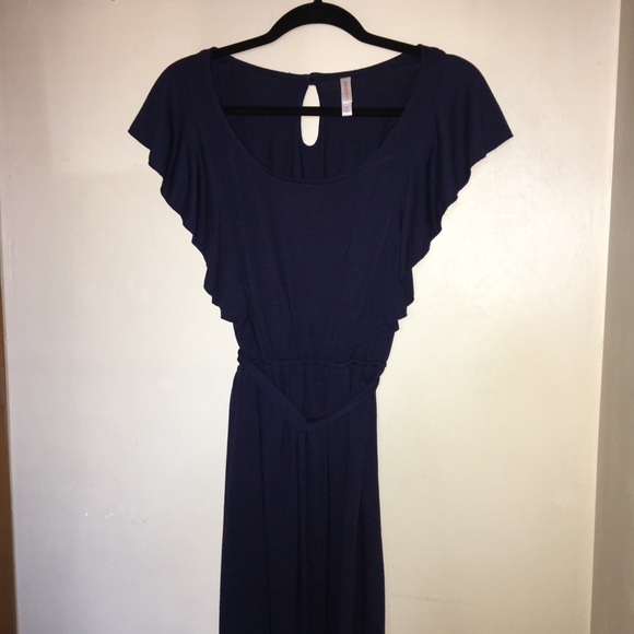 GREAT NAVY BLUE DRESS WITH RUFFLE SHELVES - Picture 4 of 4